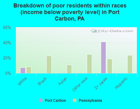 Breakdown of poor residents within races (income below poverty level) in Port Carbon, PA