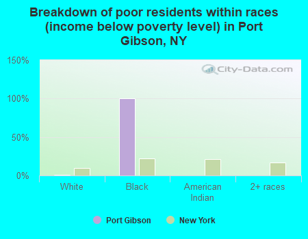 Breakdown of poor residents within races (income below poverty level) in Port Gibson, NY
