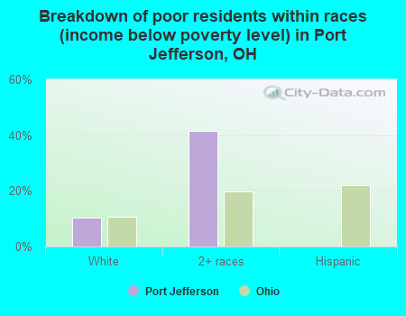 Breakdown of poor residents within races (income below poverty level) in Port Jefferson, OH