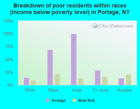 Breakdown of poor residents within races (income below poverty level) in Portage, NY