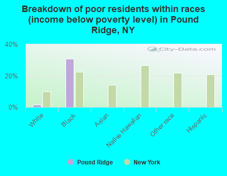 Breakdown of poor residents within races (income below poverty level) in Pound Ridge, NY
