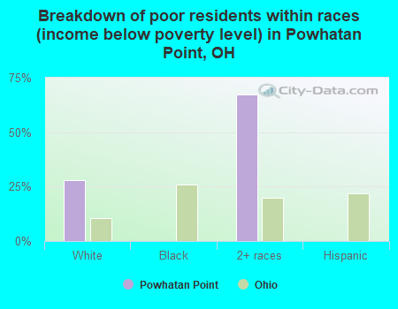 Breakdown of poor residents within races (income below poverty level) in Powhatan Point, OH