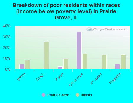 Breakdown of poor residents within races (income below poverty level) in Prairie Grove, IL