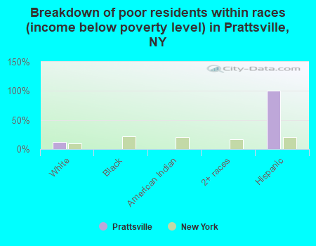 Breakdown of poor residents within races (income below poverty level) in Prattsville, NY