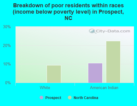 Breakdown of poor residents within races (income below poverty level) in Prospect, NC