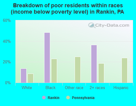 Breakdown of poor residents within races (income below poverty level) in Rankin, PA