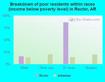 Breakdown of poor residents within races (income below poverty level) in Rector, AR