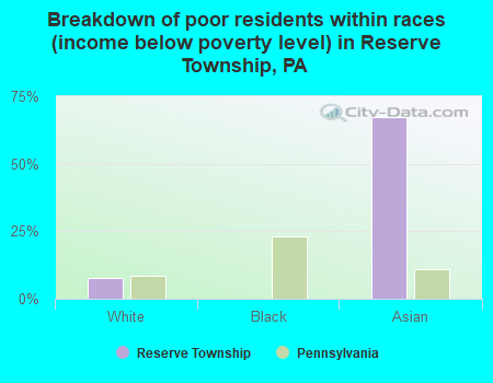 Breakdown of poor residents within races (income below poverty level) in Reserve Township, PA
