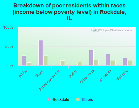 Breakdown of poor residents within races (income below poverty level) in Rockdale, IL