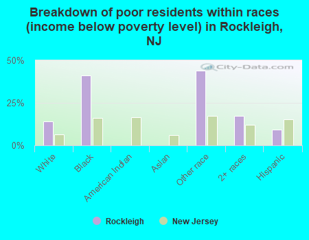 Breakdown of poor residents within races (income below poverty level) in Rockleigh, NJ
