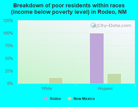 Breakdown of poor residents within races (income below poverty level) in Rodeo, NM