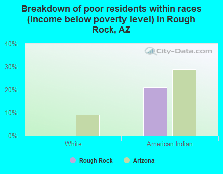 Breakdown of poor residents within races (income below poverty level) in Rough Rock, AZ
