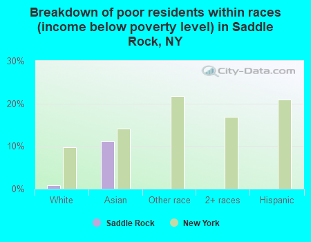 Breakdown of poor residents within races (income below poverty level) in Saddle Rock, NY