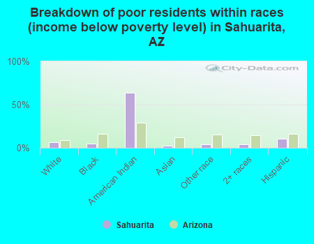 Breakdown of poor residents within races (income below poverty level) in Sahuarita, AZ