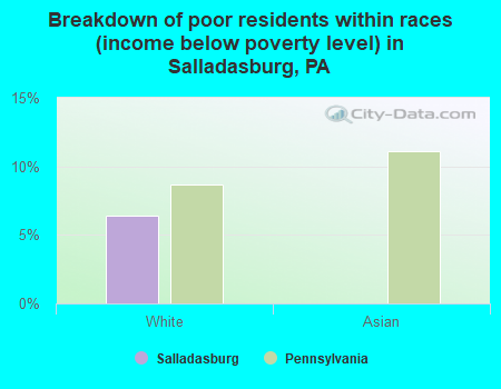 Breakdown of poor residents within races (income below poverty level) in Salladasburg, PA