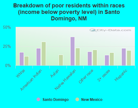 Breakdown of poor residents within races (income below poverty level) in Santo Domingo, NM