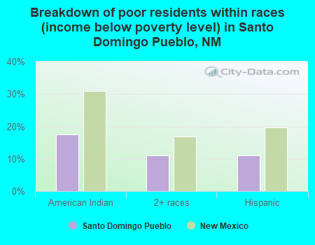 Breakdown of poor residents within races (income below poverty level) in Santo Domingo Pueblo, NM
