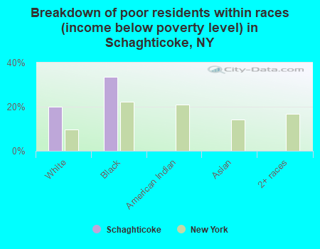 Breakdown of poor residents within races (income below poverty level) in Schaghticoke, NY