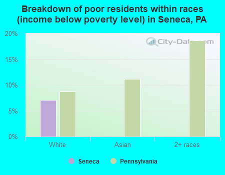 Breakdown of poor residents within races (income below poverty level) in Seneca, PA