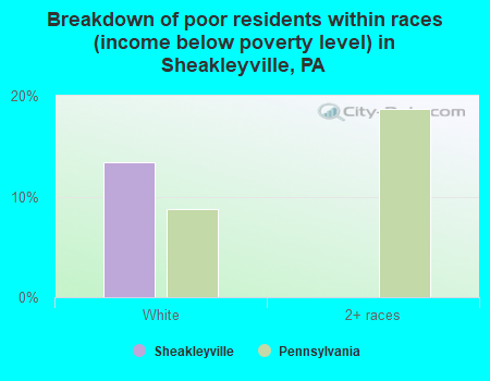 Breakdown of poor residents within races (income below poverty level) in Sheakleyville, PA