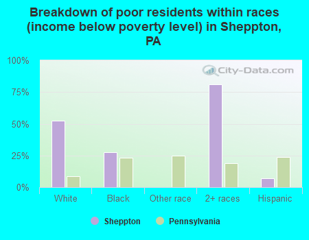 Breakdown of poor residents within races (income below poverty level) in Sheppton, PA