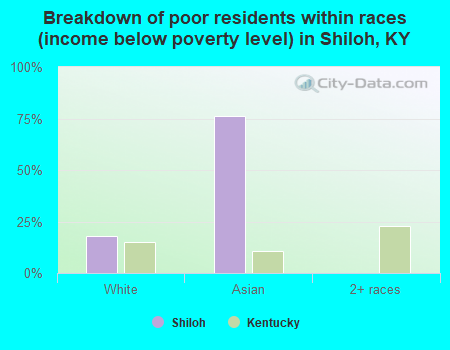 Breakdown of poor residents within races (income below poverty level) in Shiloh, KY