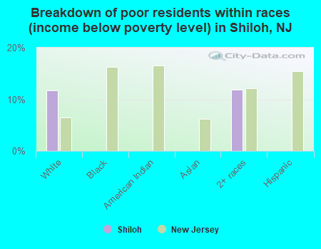 Breakdown of poor residents within races (income below poverty level) in Shiloh, NJ