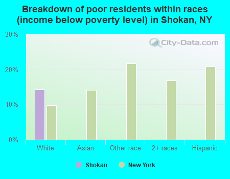 Breakdown of poor residents within races (income below poverty level) in Shokan, NY