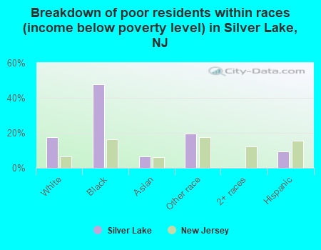 Breakdown of poor residents within races (income below poverty level) in Silver Lake, NJ