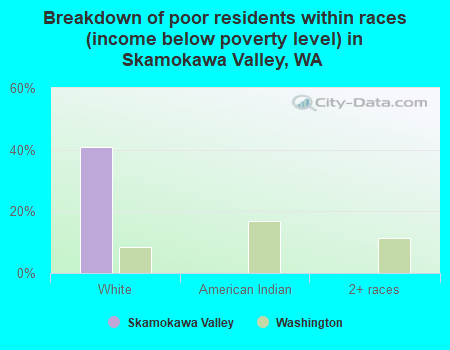 Breakdown of poor residents within races (income below poverty level) in Skamokawa Valley, WA