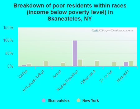 Breakdown of poor residents within races (income below poverty level) in Skaneateles, NY