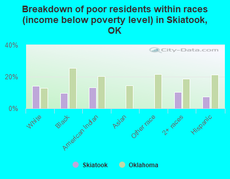 Breakdown of poor residents within races (income below poverty level) in Skiatook, OK
