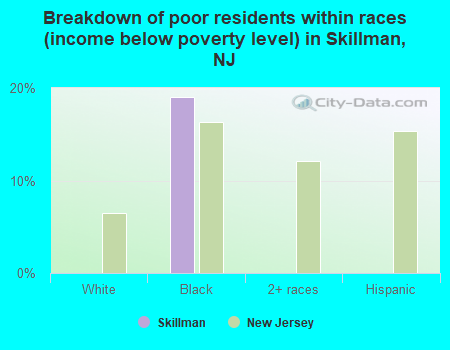 Breakdown of poor residents within races (income below poverty level) in Skillman, NJ