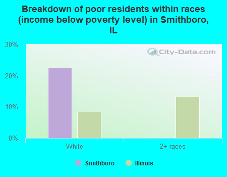 Breakdown of poor residents within races (income below poverty level) in Smithboro, IL