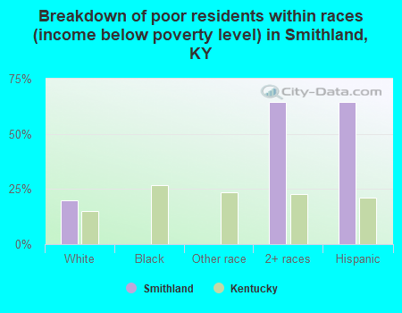 Breakdown of poor residents within races (income below poverty level) in Smithland, KY