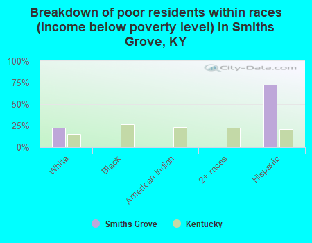 Breakdown of poor residents within races (income below poverty level) in Smiths Grove, KY