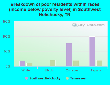 Breakdown of poor residents within races (income below poverty level) in Southwest Nolichucky, TN