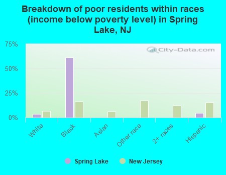 Breakdown of poor residents within races (income below poverty level) in Spring Lake, NJ