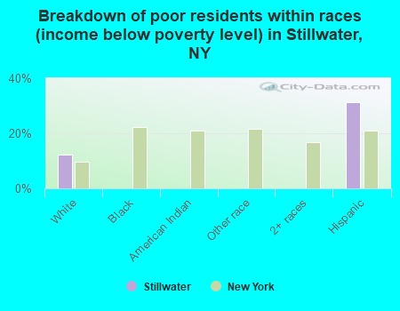 Breakdown of poor residents within races (income below poverty level) in Stillwater, NY