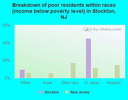 Breakdown of poor residents within races (income below poverty level) in Stockton, NJ