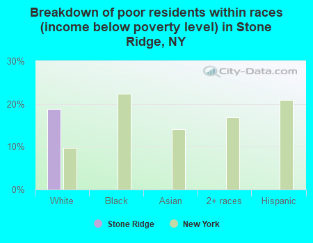 Breakdown of poor residents within races (income below poverty level) in Stone Ridge, NY