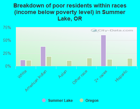 Breakdown of poor residents within races (income below poverty level) in Summer Lake, OR