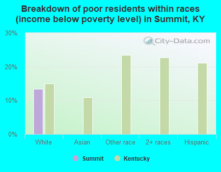 Breakdown of poor residents within races (income below poverty level) in Summit, KY