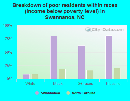Breakdown of poor residents within races (income below poverty level) in Swannanoa, NC