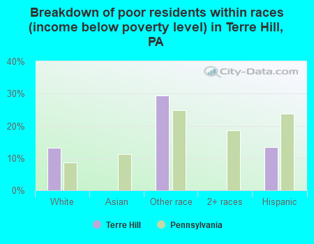 Breakdown of poor residents within races (income below poverty level) in Terre Hill, PA