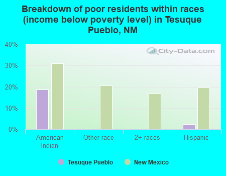 Breakdown of poor residents within races (income below poverty level) in Tesuque Pueblo, NM