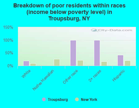 Breakdown of poor residents within races (income below poverty level) in Troupsburg, NY