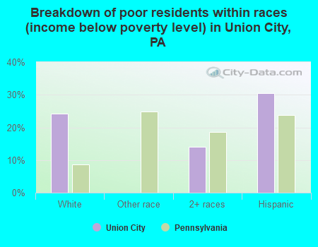 Breakdown of poor residents within races (income below poverty level) in Union City, PA