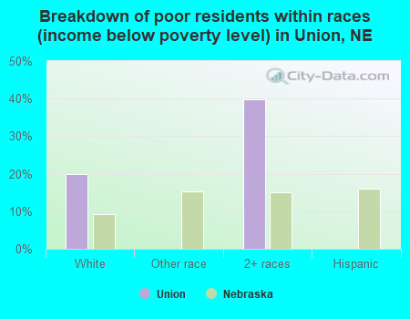 Breakdown of poor residents within races (income below poverty level) in Union, NE