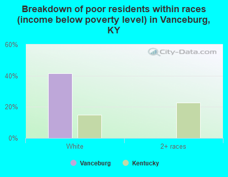 Breakdown of poor residents within races (income below poverty level) in Vanceburg, KY